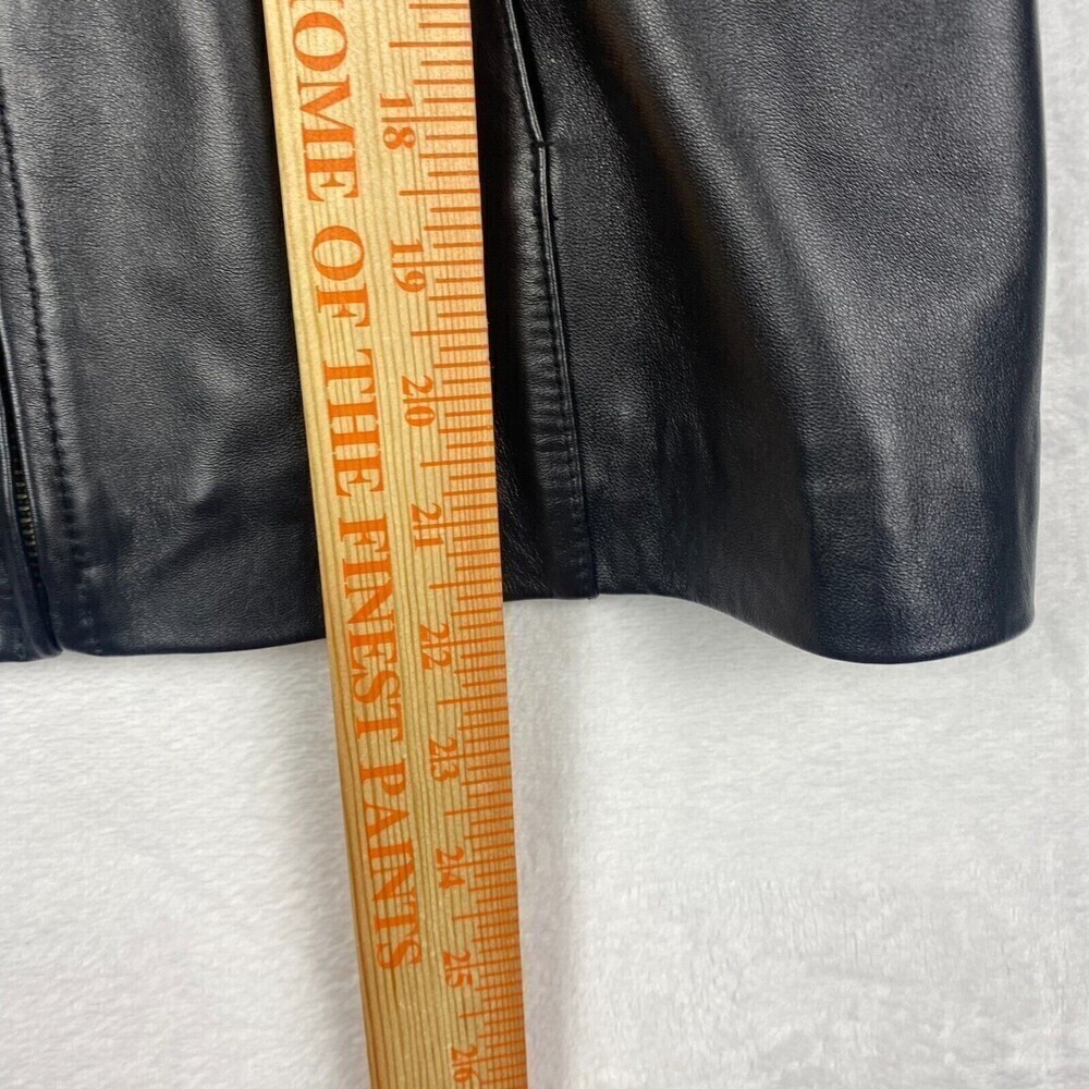 I.N.C Leather Jacket Womens Large Petite Black Pockets Hooded Ladies Jacket - Picture 9 of 11